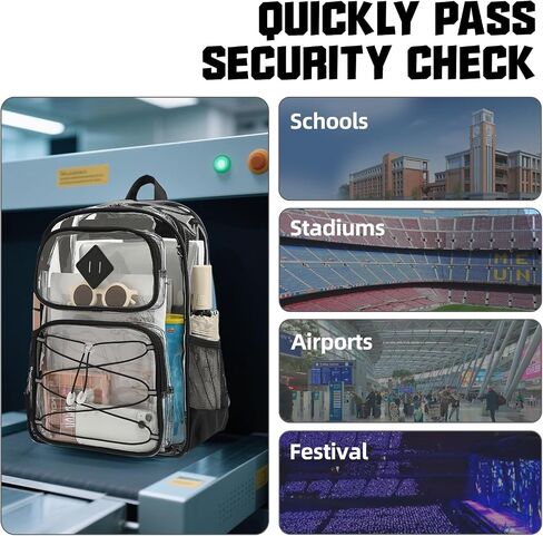 Clear Backpacks for Girls Women, Heavy Duty PVC Transparent Back Pack See Through Boys Kids Clear Bookbags for School Checkered Purple in Saudi Arabia
