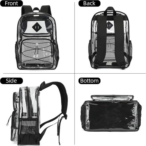 Clear Backpacks for Girls Women, Heavy Duty PVC Transparent Back Pack See Through Boys Kids Clear Bookbags for School Checkered Purple in Saudi Arabia