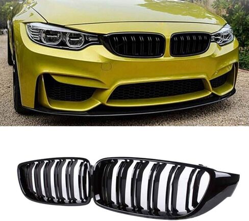 F32 Grill Front Kidney Grille Replacement Compatible with 2014-2020 4 Series F32 F33 F36 428i 430i 435i 440i 2015-2019 F82 F83 M4 3 Series F80 M3 (Double Slats Gloss Black) in Saudi Arabia