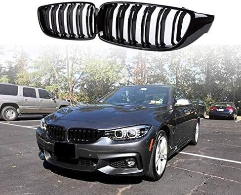 F32 Grill Front Kidney Grille Replacement Compatible with 2014-2020 4 Series F32 F33 F36 428i 430i 435i 440i 2015-2019 F82 F83 M4 3 Series F80 M3 (Double Slats Gloss Black) in Saudi Arabia