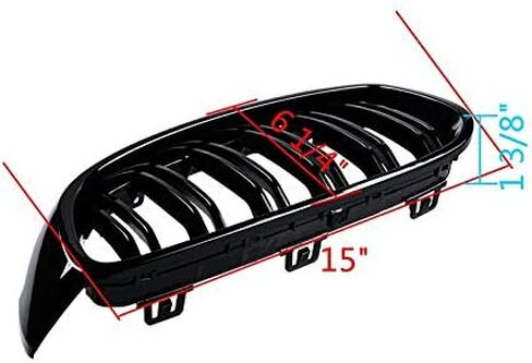 F32 Grill Front Kidney Grille Replacement Compatible with 2014-2020 4 Series F32 F33 F36 428i 430i 435i 440i 2015-2019 F82 F83 M4 3 Series F80 M3 (Double Slats Gloss Black) in Saudi Arabia