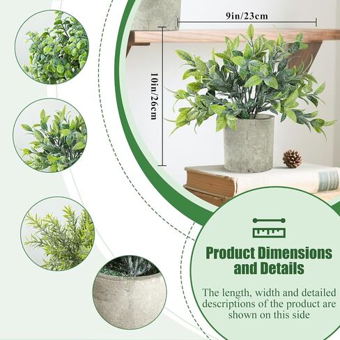 3 Pack Mini Potted Fake Plant, Artificial Plants Indoor, Artificial Frost-Hung,Eco-Friendly Gray Pot, No Need for Maintenance，Ideal Decor for Home and Office in Saudi Arabia