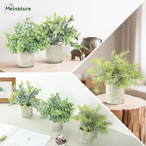 3 Pack Mini Potted Fake Plant, Artificial Plants Indoor, Artificial Frost-Hung,Eco-Friendly Gray Pot, No Need for Maintenance，Ideal Decor for Home and Office in Saudi Arabia