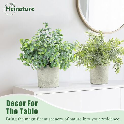 3 Pack Mini Potted Fake Plant, Artificial Plants Indoor, Artificial Frost-Hung,Eco-Friendly Gray Pot, No Need for Maintenance，Ideal Decor for Home and Office in Saudi Arabia