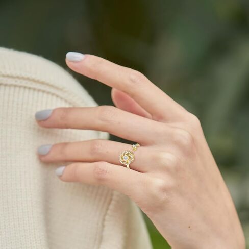 FOREVER QUEEN 925 Sterling Silver Anxiety Ring for Women - Windmill Fidget Ring for Anxiety and Stress Relief - Adjustable Open Band Spinner Ring for Anxiety Relief - Stylish and Discreet in Saudi Arabia