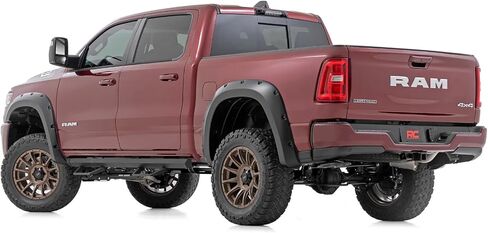 مشاعل جيب البلد الخام لذاكرة الوصول العشوائي 1500 2WD/4WD (2025) - مشاعل عجلة نمط الترباس ، أسود مسطح ، مجموعة من 4 in Saudi Arabia