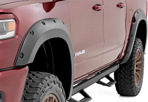 مشاعل جيب البلد الخام لذاكرة الوصول العشوائي 1500 2WD/4WD (2025) - مشاعل عجلة نمط الترباس ، أسود مسطح ، مجموعة من 4 in Saudi Arabia