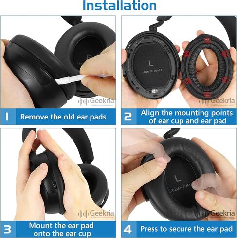 Geekria QuickFit Replacement Ear Pads for Sennheiser Momentum 4 Wireless Over-Ear Headphones Ear Cushions, Headset Earpads, Ear Cups Cover Repair Parts (Brown) in Saudi Arabia