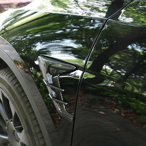 IKON MOTORSPORTS, Side Camera Flanks Cover Trim Compatible With 2021-2023 Tesla Model 3 2020-2022 Tesla Model Y, Matte Carbon Fiber Print ABS Driver Passenger Side Air Flow Fender Vent Covers Trim 2PC in Saudi Arabia