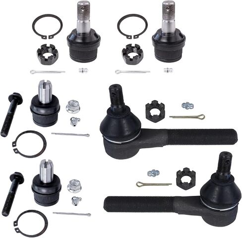 Detroit Axle - 2WD/RWD 6pc Front Suspension Kit for Ford 1987-1996 F-150 Lower and Upper Ball Joints Outer Tie Rod Ends 1988 1989 1990 1991 1992 1993 1994 1995 Replacement in Saudi Arabia