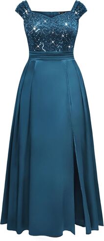 Missmay Women's Plus Seale Seed Sequin قبالة الكتف الساتان فتحة المساء الرسمي الفستان Maxi in Kuwait