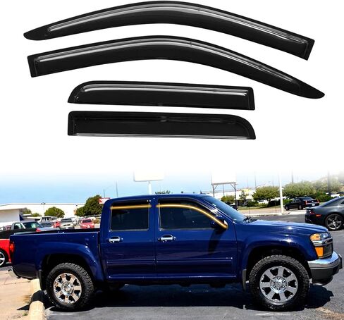 شريط على حافة النوافذ Deflectors متوافقة مع 2004-2012 Chevy Colorado & GMC Canyon Crew Cab ، و Smoy Slim Smool Smoke Window Rain Main ، مجموعة تنفيس من جانب الرياح ، 4 قطع in Saudi Arabia
