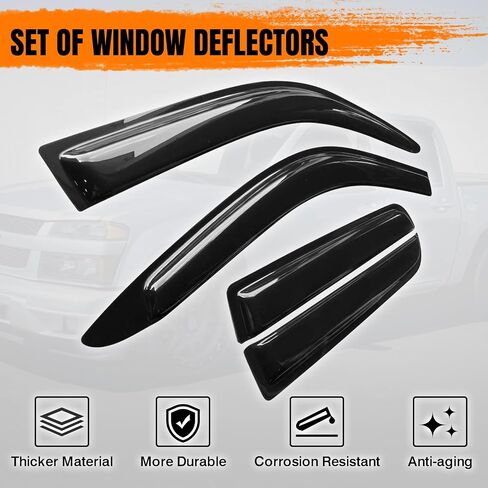 شريط على حافة النوافذ Deflectors متوافقة مع 2004-2012 Chevy Colorado & GMC Canyon Crew Cab ، و Smoy Slim Smool Smoke Window Rain Main ، مجموعة تنفيس من جانب الرياح ، 4 قطع in Saudi Arabia