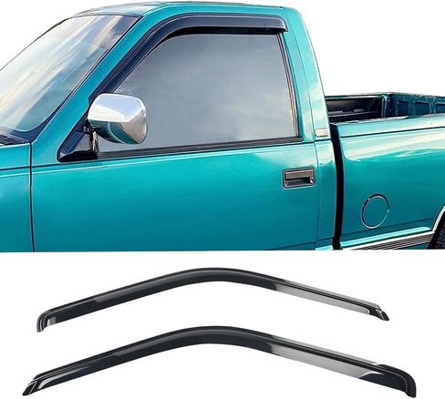 IKON MOTORSPORTS Tape On External Side Window Wind Deflectors, Compatible with 1988-1998 Chevy C & K Reg Cab Pickup, Slim Style ABS Smoke Tinted & Semi-Transparent Sun Rain Guards Shield Vent Visor in Saudi Arabia