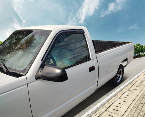 IKON MOTORSPORTS Tape On External Side Window Wind Deflectors, Compatible with 1988-1998 Chevy C & K Reg Cab Pickup, Slim Style ABS Smoke Tinted & Semi-Transparent Sun Rain Guards Shield Vent Visor in Saudi Arabia
