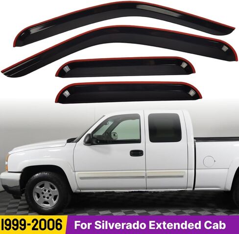 Window Visors Rain Guards, Window Deflectors for for Silverado Sierra Extended Cab 1999-2006,4 PCS Tape-On Rain Guards Vent Shade for for Silverado Sierra Extended Cab 1999-2006 in Saudi Arabia