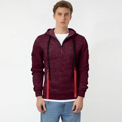 Alalaso Tactical Hoodies For Men Quarter Zip Pullover Vintage Workout Hoodies With Pockets Military Tactical Sweatshirt in Saudi Arabia