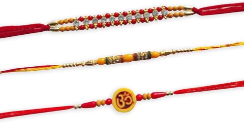 3 Rakhi and 1 Greeting Card Rakhi For Brother | Fancy Design Rakhi | Stone Designer Rakhi | rakhi for bhaiya (Multi) in Saudi Arabia