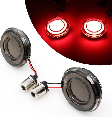 DREAMIZER Motorcycle 1156 Led Turn Signal Lights Front Rear 2 Inch Bullet Smoked Lens Daytime Running Lights Brake Lights Compatible with Harley Softail Touring Dyna Sportster Road King Electra Glide in Saudi Arabia