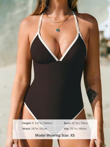 Cupshe Women's One Piece Swimsuit v بدلة استحمام رقبة in Kuwait