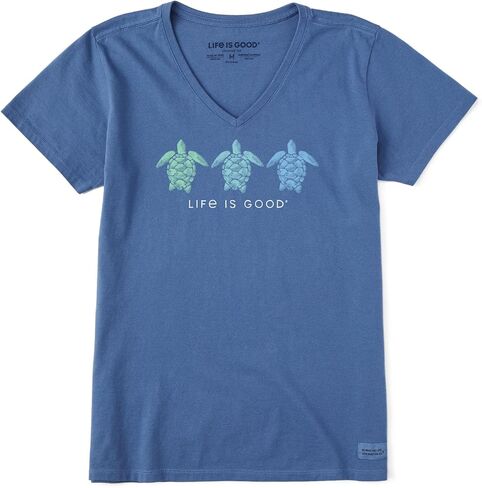 Life is Good - Womens Tres Turtles Crusher T-Shirt, Color Vintage Blue, Size: X-Large in Saudi Arabia