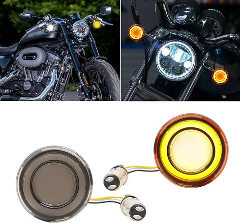 DREAMIZER Motorcycle 1156 Led Turn Signal Lights Front Rear 2 Inch Bullet Smoked Lens Daytime Running Lights Brake Lights Compatible with Harley Softail Touring Dyna Sportster Road King Electra Glide in Saudi Arabia