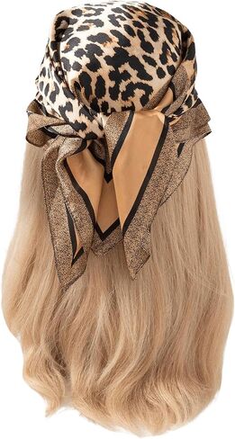 WDIRARA Women's Leopard Graphic Bandana Scarf Satin Large Square Sleeping Head Wraps in Saudi Arabia