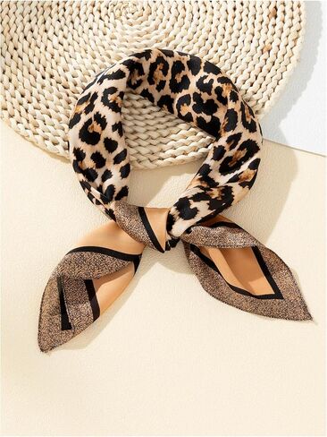 WDIRARA Women's Leopard Graphic Bandana Scarf Satin Large Square Sleeping Head Wraps in Saudi Arabia