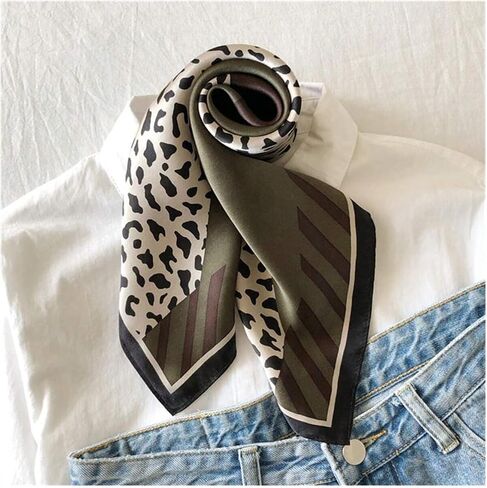 WDIRARA Women's Leopard Graphic Bandana Scarf Satin Large Square Sleeping Head Wraps in Saudi Arabia