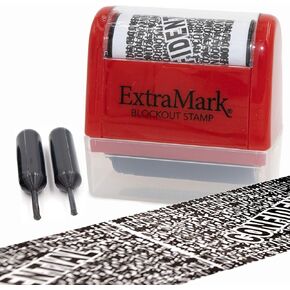 Identity Theft Protection Blockout Stamp - Roller Stamp with Two Replacement Ink Tubes - White Unit