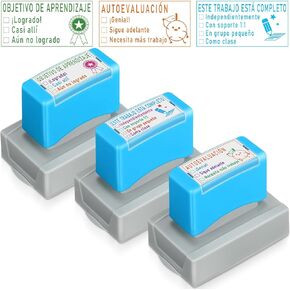 3 Pcs Spanish Teacher Stamps Teacher Self Inking Stamps for Classroom Spanish Teacher Gifts Flash Checkbox Grading Stamps Multicolor Cute Teacher Stamps Set Homework Stamp Essential Pre Inked