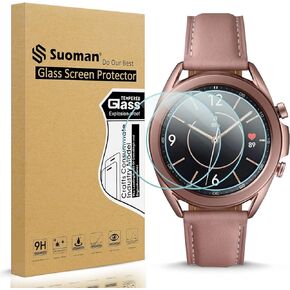 Suoman 3-Pack for Samsung Galaxy Watch 3 41mm Screen Protector Tempered Glass,2.5D 9H Hardness Screen Protective for Galaxy Watch 3 41mm [Anti-Scratch]