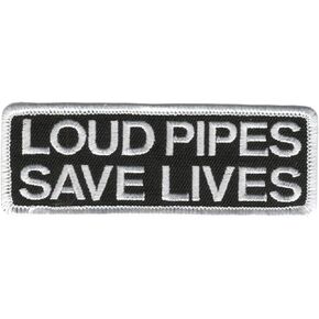 Hot Leathers Loud Pipes Save Lives Patch (4" Width x 2" Height) White
