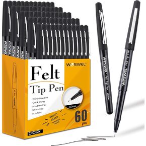 Black Felt Tip Pens, 32 Black Pens, 0.7mm Medium Point Felt Pens, Felt Tip Markers Pens for Journaling, Note Taking, Planner, Writing,Drawing.Perfect for Art Office and School Supplies