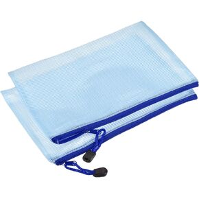 YOKIVE 12 Pack Mesh Zipper Bags, A4 Mesh File Pockets Plastic Document Pouch, Great for Office Appliances Travel Storage(Blue)