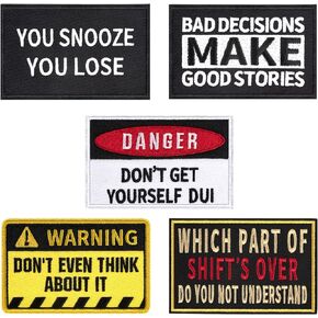 bvya 5 Pack Embroidered Patches Hook Backing Emblem Badge Applique Patch for Biker Motorcycle Backpack Caps Hats Uniform