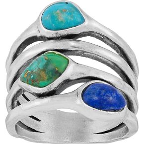 Silpada 'Radiant Mosaic' Sterling Silver Lapis, Compressed Green and Blue Turquoise Ring