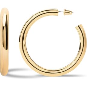 JULIETTE COLLECTION Gold Hoop Earrings for Women | Chunky Lightweight Open Hoops | 14K Gold Plated Hoops | Trendy Hoop Earrings for Women
