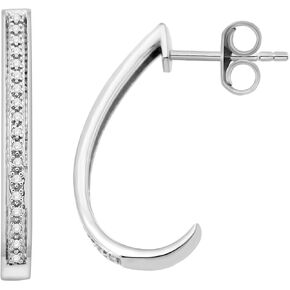 Natalia Drake 1/10 Cttw Diamond J Hoop Earrings for Women in 925 Sterling Silver