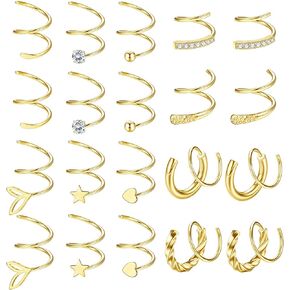 10Pairs Twisted Hoop Earrings for Women 316L Stainless Steel Spiral Earrings Cuff Wrap Earrings Double Hoop Earrings Twist Earrings