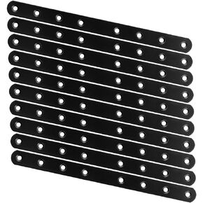 20Pcs 10Inch Mending Plates, Heavy Duty Straight Brackets for Wood Cast Iron Flat Corner Brace , Black Mending Joining Plates Fixing Hardware Brackets Connector for Furniture Repairing Table Shelf