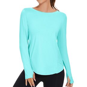 KTILG Women's Long Sleeve UPF 50+ Sun Protection T-Shirts Boat Neck Lightweight Quick Dry Hiking Outdoor Top with Thumb Hole in Kuwait