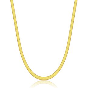 Herringbone Necklace 925 Sterling Silver 3mm 14K White Gold Plated Snake Chain Necklace for Women Men
