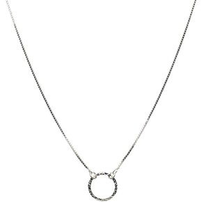 Sterling Silver Chain Flat Hammered Round Circle Box Necklace 18"