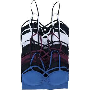 ToBeInStyle Women's Pack of 6 Solid Color Wire-Free Padded Sports Bralette