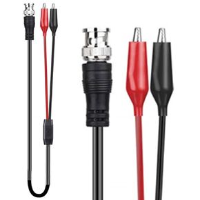 Oiyagai BNC Male to Double Alligator Clip Tester Cable - 39 Inch Length, Black/Red, Ideal for Testing and Measurement Applications