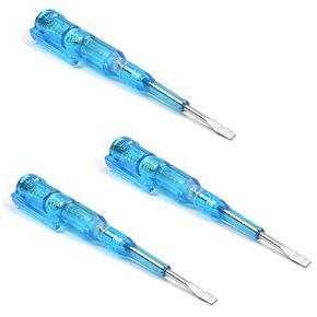 Fielect 3Pcs Tester Screwdriver, Voltage Detector Pen Light Circuit Tester Electric Test Pen Screwdriver AC/DC 100-500V