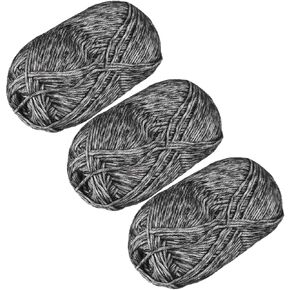 uxcell 300g/ 10.6oz Cotton Sparkle Yarn, 3 Skeins Soft Crochet Yarns for Beginner Knitting Crafting Black)