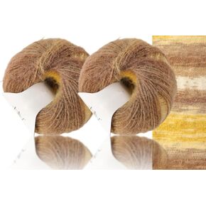 Snowbaby Wool Acrylic Blend Long Pile Yarn,(Worsted) Warm and Luxurious Fuzzy Yarn for Knitting and Crocheting DIY Hats Scarves Sweaters, 2 * 3.52oz/100g 207yds(02-Wheat)