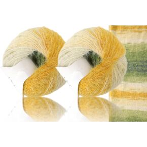 Snowbaby Wool Acrylic Blend Long Pile Yarn,(Worsted) Warm and Luxurious Fuzzy Yarn for Knitting and Crocheting DIY Hats Scarves Sweaters, 2 * 3.52oz/100g 207yds(02-Wheat)